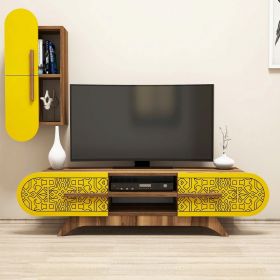 Comoda TV, Hommy Craft, Defne, 145x37x35 cm, Nuc / Galben