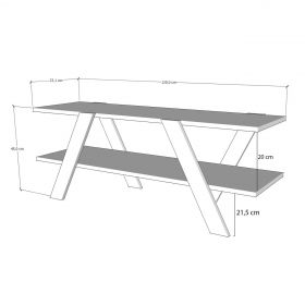 Comoda TV, Kalune Design, April, 120x45x33.1 cm, Alb/Maro