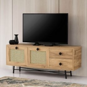 Comoda TV, Kalune Design, Hapsiyas 140, 140x60x40 cm, Stejar / Negru