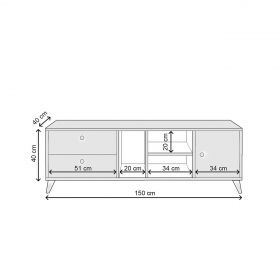 Comoda TV, Lacivert, Onay, 150x55x40 cm, Stejar