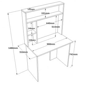 Birou, Locelso, BR2-AA, 90x148.6x51.6 cm, Pin Atlantic / Antracit