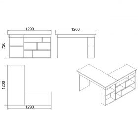 Birou, Locelso, CT5, 129x72x120 cm, Alb