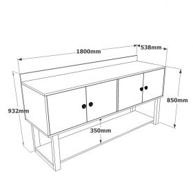 Consola, Locelso, MN04, 180x93.2x85 cm, Nuc / Antracit