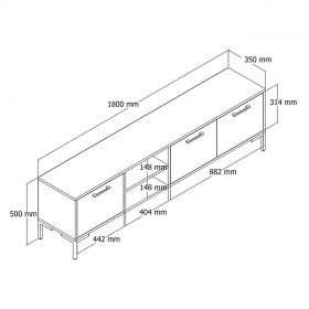 Comoda TV, Mezza, Aurora 1596 , 150x52x34 cm, Stejar