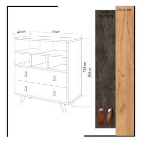 Dulap, Mod Design, Marco, 70x85.6x40 cm, Stejar / Gri închis