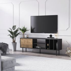 Comoda TV, Minima, Pietra, 160x57.2x35 cm, Nuc / Negru