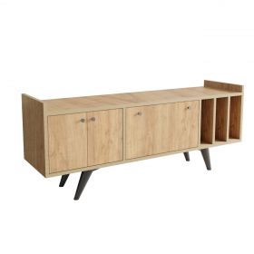 Comoda TV, Mod Design, Brukge, 150x56x40 cm, Stejar