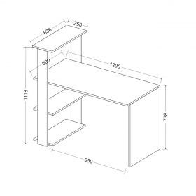 Birou, Olivia, Node, 120x111.8x60 cm, PAL, Stejar Safir / Alb