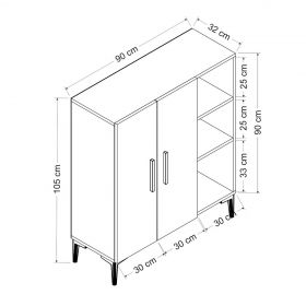 Dulap multifunctional, Olivia, Viva, 90x105x32 cm, PAL, Nuc/Alb