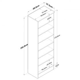 Dulap multifunctional, Rani, P6, 59.8x182.8x37.5 cm, PAL, Alb