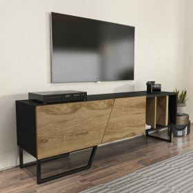 Comoda TV, Zena Home, Linossa, 150x50.5x35 cm, PAL, Negru / Stejar