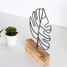 Decoratiune, Thin Leaf, 17x28x3.5 cm, Metal, Negru