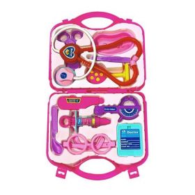 Set Trusa Medicala Asistenta Doctor Teno&reg;, joc de rol, 11 accesorii si cutie penntru depozitare, 37.5 x 21 cm, roz inchis