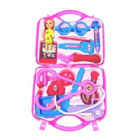 Set Trusa Medicala Asistenta Doctor Teno&reg;, joc de rol, 13 accesorii si cutie penntru depozitare, mini pacient, 37.5 x 21 cm, roz deschis