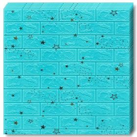 Set 50x Tapet Caramida 3D Teno&reg;, model Stelute, suprafata acoperire 24.5 mp, autoadeziv, waterproof, usor de montat, design modern, 70x77 cm, albastru
