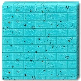 Set 10x Tapet Caramida 3D Teno&reg;, model Stelute, suprafata acoperire 5.3 mp, autoadeziv, waterproof, usor de montat, design modern, 70x77 cm, albastru
