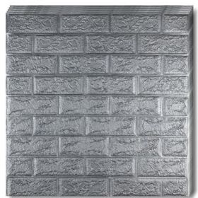 Set 20x Tapet Caramida 3D Teno&reg;, suprafata acoperire 10.6 mp, autoadeziv, waterproof, usor de montat, design modern, 70x77 cm, gri