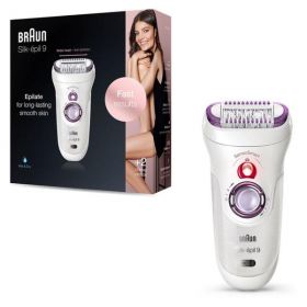 Epilator - Braun Silk-&eacute;pil 9 9/700, SensoSmart&trade;, Wet &amp; Dry, 40 pensete, 2 viteze, alb/mov