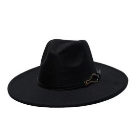 Palarie Belle Neagra Fedora cu Detaliu Auriu