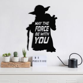 Decoratiune de perete, May The Force Be With You, metal, 33 x 50 cm, negru