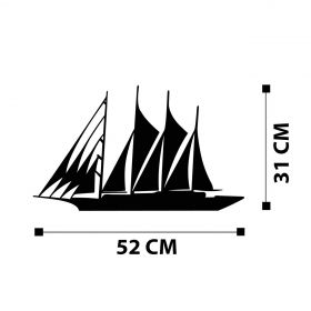 Decoratiune de perete, Sail, metal, 52 x 31 cm, negru