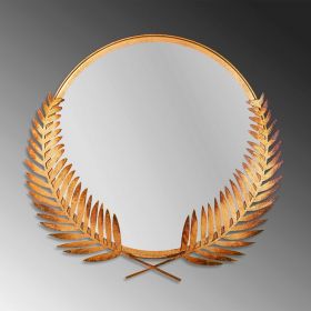 Oglinda decorativa, Palm Mirror L, Metal, Dimensiune: 59 x 57 cm, Bronz