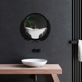 Oglinda decorativa, Palm Mirror M, Metal, Dimensiune: 48 x 45 cm, Negru