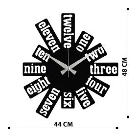 Ceas de perete, Enzoclock - S020, metal, 48 x 48 cm, negru