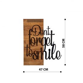 Decoratiune de perete, Dont Forget To Smile, lemn/metal, 47 x 58 cm, negru/maro