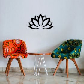 Decoratiune de perete, Lotus Flower 2 Metal Decor, metal, 60 x 35 cm, negru