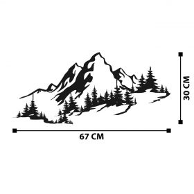 Decoratiune de perete, Mountain 3, metal, 67 x 30 cm, negru