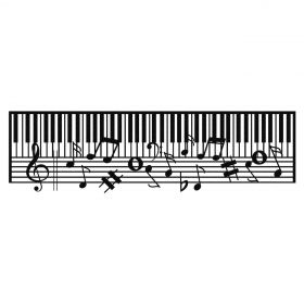 Decoratiune de perete, Piano - M121, metal, 70 x 30 cm, negru