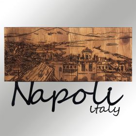 Decoratiune de perete, Napoli, lemn/metal, 58 x 40 cm, negru/maro