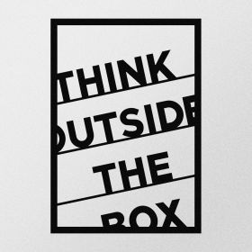 Decoratiune de perete, Think Outside The Box, metal, 50 x 70 cm, negru