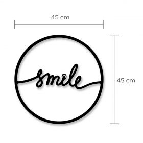 Decoratiune de perete, Smile, Metal, Dimensiune: 40 x 40 cm, Negru