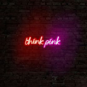 Decoratiune luminoasa LED, Think Pink, Benzi flexibile de neon, DC 12 V, Rosu