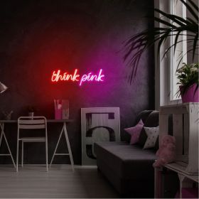 Decoratiune luminoasa LED, Think Pink, Benzi flexibile de neon, DC 12 V, Rosu