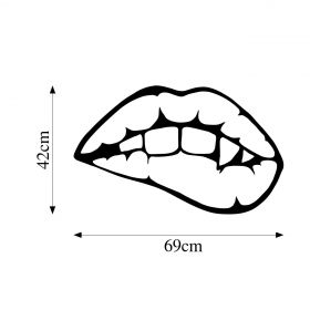 Decoratiune de perete, Lips, Metal, Dimensiune: 69 x 42 cm, Negru