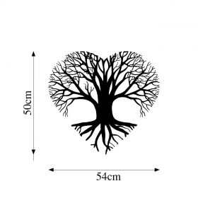 Decoratiune de perete, Love Tree, Metal, Dimensiune: 54 x 50 cm, Negru