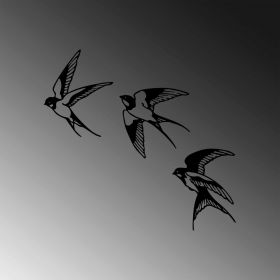 Decoratiune de perete, Swallows, Metal, 21 x 27 cm, Negru