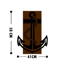 Decoratiune de perete, Anchor, 50% lemn/50% metal, Dimensiune: 41 x 58 cm, Nuc / Negru