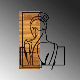 Decoratiune de perete, Woman Posture, 50% lemn/50% metal, Dimensiune: 39 x 3 x 50 cm, Negru / Nuc deschis