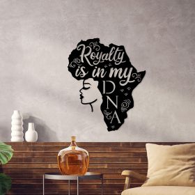 Decoratiune de perete, Royalty Is In My Dna, Metal, Dimensiune: 58 x 70 cm, Negru