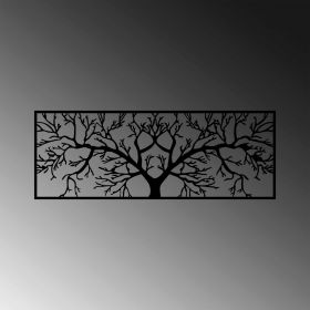 Decoratiune de perete, Tree, Metal, Dimensiune: 82 x 30 cm, Negru