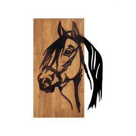 Decoratiune de perete, Horse, 50% lemn/50% metal, Dimensiune: 40 x 3 x 58 cm, Nuc negru