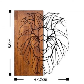 Decoratiune de perete, Kıng1, 50% lemn/50% metal, Dimensiune: 47,5 x 58 cm, Nuc / Negru