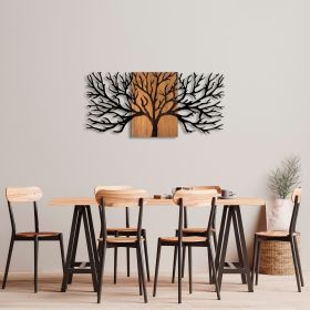 Decoratiune de perete, Tree, 50% lemn/50% metal, Dimensiune: 150 x 3 x 70 cm, Nuc negru