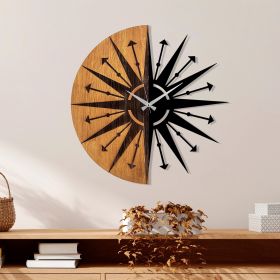 Ceas de perete, Wooden Clock, Lemn/metal, ø56 cm, Nuc / Negru