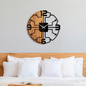 Ceas de perete, Wooden Clock, Lemn/metal, ø56 cm, Nuc / Negru