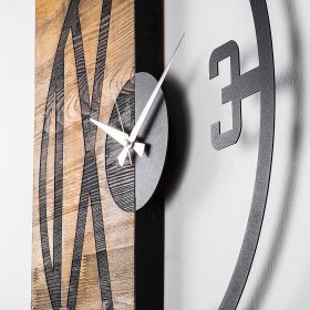 Ceas de perete, Wooden Clock 24, Lemn/metal, Dimensiune: 58 x 3 x 58 cm, Nuc / Negru